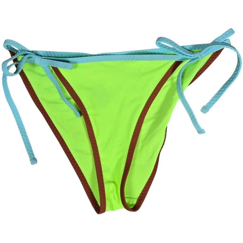 Aerie String Cheeky‎ Bikini Bottom Neon Green Brown Blue M NWT